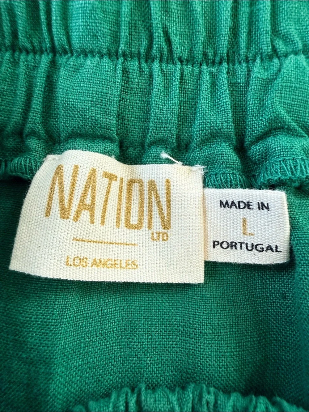 NATION LTD Esmeralda Skirt 100% Linen in Verdant Green Size L